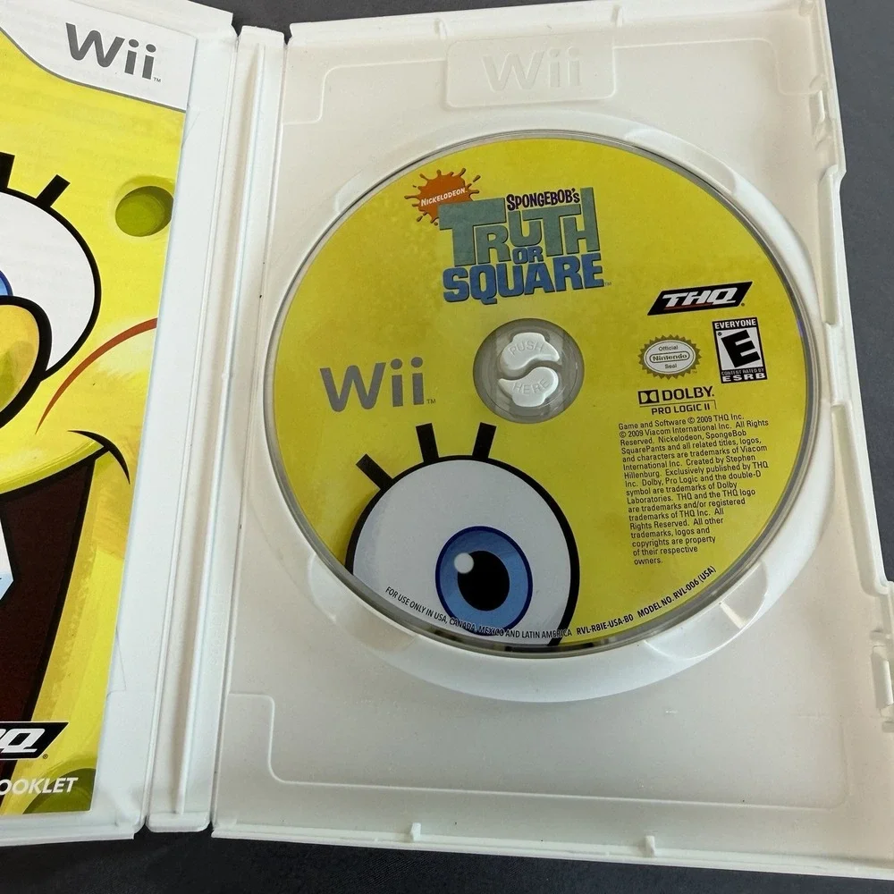 SpongeBob's Truth or Square Nintendo Wii 2009 THQ Cib Complete Mint Tested